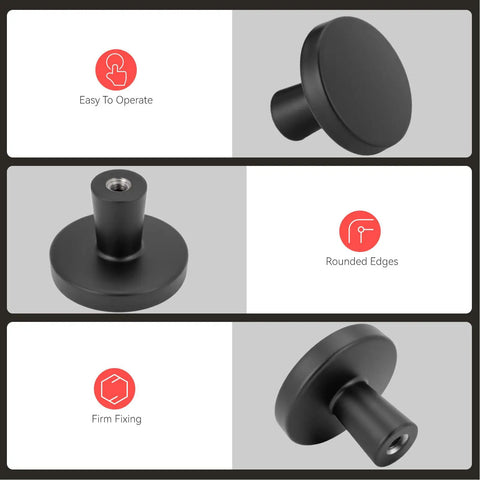 Black Round Matte Cabinet Knobs Dope Set With Zinc Alloy Metal Hardware For Dresser Drawer Cupboard And Kitchen Cabinets Heavy Duty Handles With 1 Inch And 1.77 Inch Screws Rust Resistant