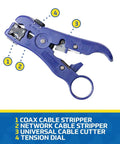 Universal Cutter And Wire Stripper For Flat Or Round TV And Network Cables Cat5 Cat5e Cat6 RG6 Quad RG59 RG7 RG11 tool