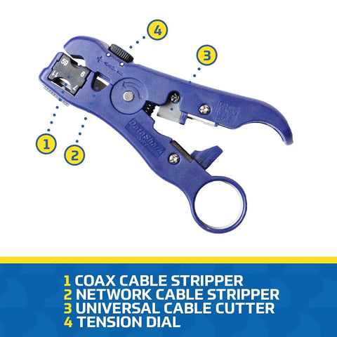 Universal Cutter And Wire Stripper For Flat Or Round TV And Network Cables Cat5 Cat5e Cat6 RG6 Quad RG59 RG7 RG11 tool