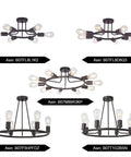 Five modern Sputnik chandeliers in oil rubbed bronze, diverse 10-light semi flush mount views, cool retro industrial vibe.