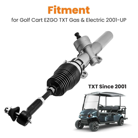 EZGO TXT MPT Golf Cart Steering Gear Box Assembly With Ball Joint And Latch For 2001 Up Electric And Gas Models Plug And Play Replacement 70964-G01 70602-G01, front view