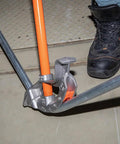 Aluminum Conduit Bender With Angle Setter And Wide Foot Pedal For 3/4-Inch EMT And 1/2-Inch Rigid, demonstrating a precise bend