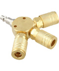 Three Way Brass Pneumatic Manifold With Quick Connect Brass Couplers For Seamless Air Lines In The Shop Or Garage Heavy Duty
