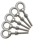 Heavy Duty Stainless Steel Eye Bolts With Washer And Nuts For Lifting Rings M6 Shoulder Eyebolts 85mm Total Length 50mm Thread Length 12mm Ring Inner Diameter 304 Stainless Steel Corrosion Resistant shown in a set of five