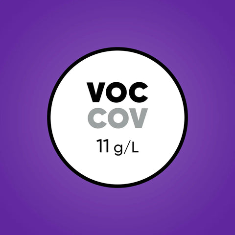 Label showing VOC content 11g/L for Universal Resilient Flooring and Vinyl Backed Carpet Tile Adhesive With Acrylic Latex Solvent Free and Pressure Sensitive Bond For A Quick Sticky Hold Ideal For LVT LVP VCT Vinyl Sheet Goods And Carpet Tiles 1 Gallon
