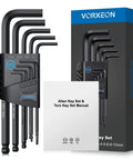 Ultra Durable 9 Piece Allen Wrench Set 1.5 to 10 mm with box and manual, black L keys, visible coding