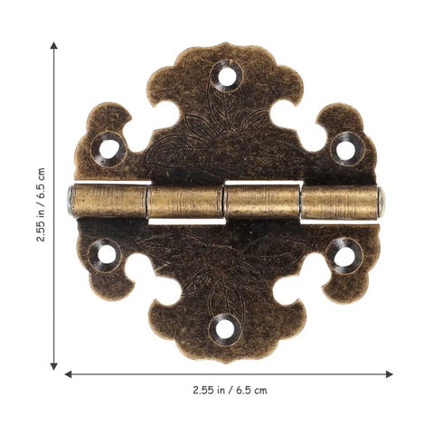 Old School Vintage Zinc Alloy Cabinet Door Hinges 2 Pack, Smooth Operation for Wooden Wardrobes and Furniture, Retro Metal Hinges, floral design