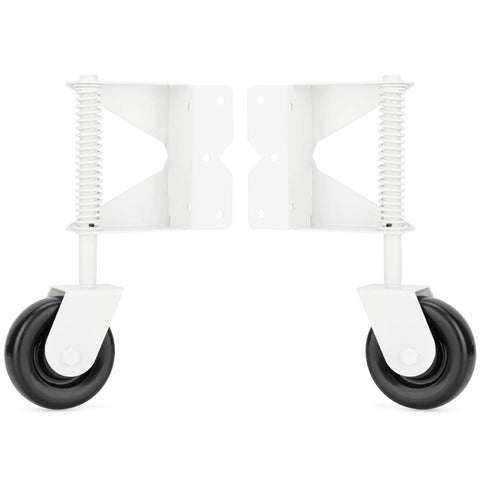 Set of 2 Spring Loaded Gate Caster Wheels For Wooden Gates And PVC Fences Workhorse 4 Inch Gate Wheel With 360 Degree Mount in White