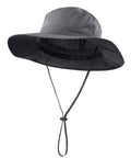 UPF50+ Mesh Sun Hat With Wide Brim And Neck Flap For All Day Comfort Breathable Quick Dry Polyester Nylon Lightweight Fishing Hat With Adjustable Chin Strap Big Head Friendly Dark Gray, side view