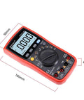 Do It All True RMS Digital Multimeter With 19999 Counts Auto Range NCV on display, showing measurements, red casing.