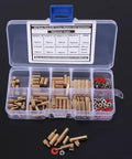 Easy Install M3 Brass Spacer Screws Washers Nut Kit For Circuit Board Mounting, box with brass standoffs and washers