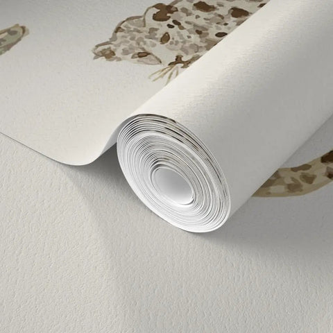 Heavy Duty Leopard Print Wallpaper With A Classic Matte Linen Texture Designed For Busy Kitchens And Bathrooms Because This Stuff Really Hits Different And Holds Up Forever, showcasing the roll and texture.