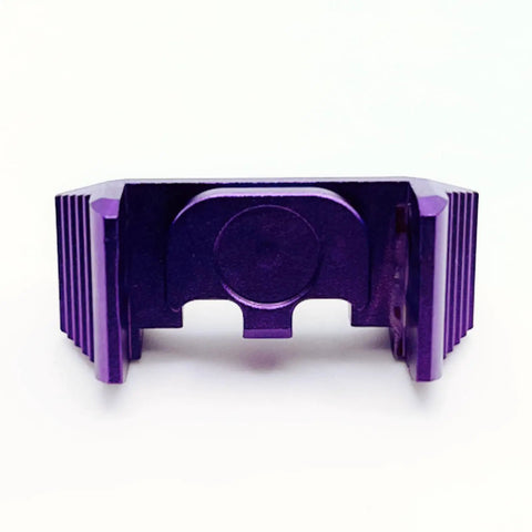 Racker Jacker Glock Slide Grip Beefed Up Upgrade For Glock 17 19 19X 26 And PSA Dagger, purple aircraft-grade aluminum, front view