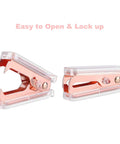 Two Pack Rose Gold and Gold Staple Remover Set, Luxe Acrylic Office Tools, showing open and locked positions on white background.