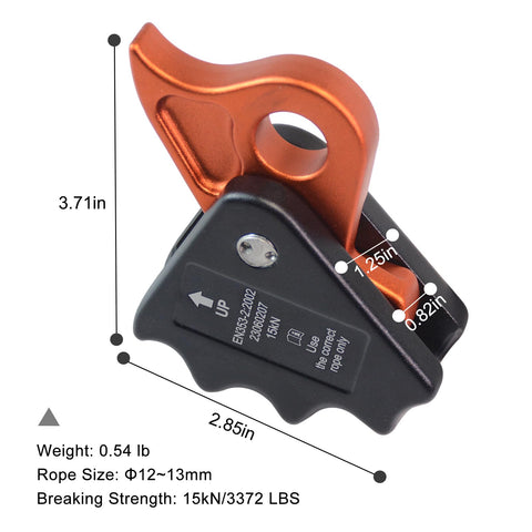 Auto Locking Rope Ascender With 15kN Rope Grab Flip Line Adjuster Fall Protection Belay Device For Rock Climbing And Tree Work Fits 11 To 13 mm Rope Safe Hookup For Arborists And Outdoor Climbers