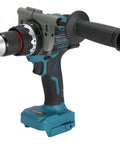Professional Brushless Cordless Impact Drill Featuring 1/2 Inch Keyless Chuck And Serious 160 Nm Torque Output For Makita 18V Batteries. Side view of drill with ergonomic grip.