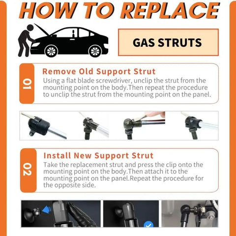 Gas Spring End Fittings Replacement Ball Stud Socket Joint M6 Female 10mm Thread Lift Support Connectors 4 Pack Durable PA66 Material Easy Install No Drilling Needed Plug And Play, install guide for car gas struts