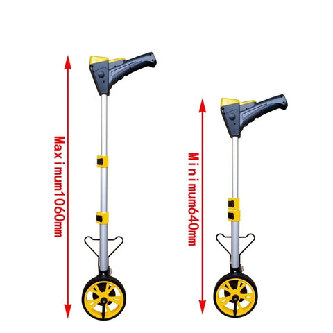 Roll Out Digital Measuring Wheel With Telescopic Handle for Dead On Distance Tracking, adjustable from 640mm to 1060mm.
