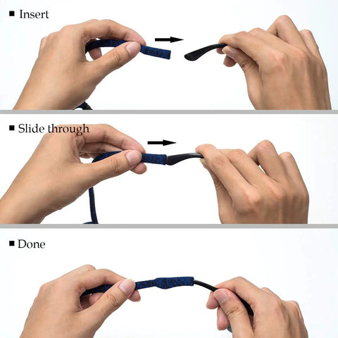 Steps to attach Durable Adjustable Eyeglass Chains For Men And Women Keep Your Specs Secure During Sports With Unisex Sunglasses Holder Straps
