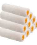 Small Paint Roller Covers 10 Pack, Reusable Cotton Fiber Sleeves, smooth paint roller covers with orange ends.