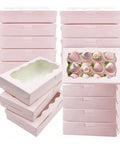 Kraft Paper Gift Boxes 20 Pack Rectangle Open Window Jewelry Chocolate Cake Gift Packaging Boxes stacked with window view