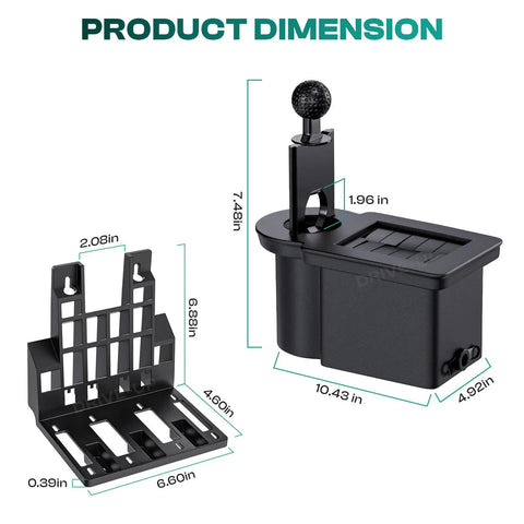 Heavy Duty Golf Cart Ball Washer And Club Head Cleaner Kit Rear Mount dimensions showing size details for installation.