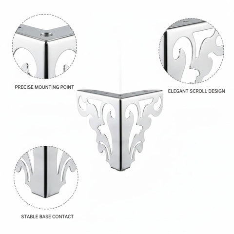 S Shaped Chrome Furniture Leg Carbon Steel Support For Cabinets And Vanities 5.9 Inch Replacement Leg with scroll design