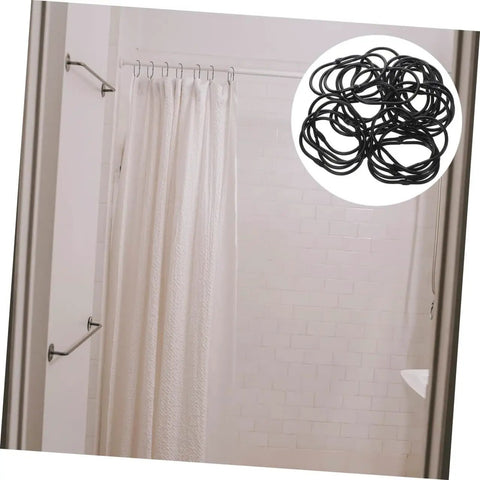 Bathroom shower with white curtain using oval shower curtain hooks set of 12 for bathroom no rust rings with snap closure and smooth glide decorative hanging clips durable finish for easy install and quiet sliding.