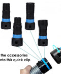Glomora Seven Piece Vacuum Hose Expansion Adapter And Dust Collection Quick Connector Kit For Home Workshop Power Tool Sanders Compatible With 1-1/4 Inch Hoses quick clip adapters in black and blue with easy push-button attachment.