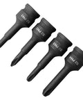 Heavy Duty 3/8 Inch Drive Socket Adapter Kit With PH1 To PH4 Phillips Bits Plus High Strength Chrome Steel Screwdriver Bit Holder Impact Wrench Extension, PH1-PH4 set