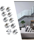 Set Of 50 Heavy Duty Glass Shelf Support Clamps For 6mm And 8mm Glass, chrome zinc alloy brackets in modern interior