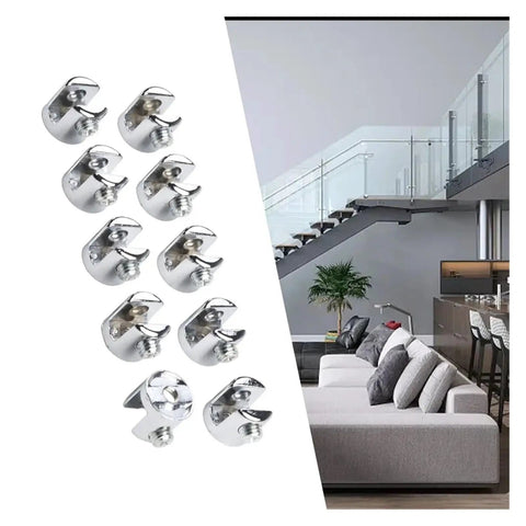 Set Of 50 Heavy Duty Glass Shelf Support Clamps For 6mm And 8mm Glass, chrome zinc alloy brackets in modern interior