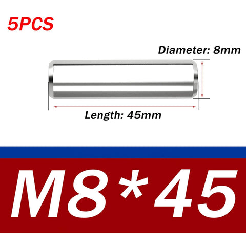 304 Stainless Steel Dowel Pin 8x45mm Precision Ground 5 Pack For CNC Machinery Furniture Automotive And Alignment Projects