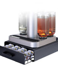 Under Counter Pod Holder For 40 Cocktail Capsules, Slim Drawer Organizer under beverage machine with open drawer.