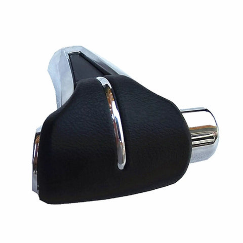 Must Have Car Shift Knob Repair Kit With Premium Leather Wrap For 2017 To 2021 Models Like Honda Civic. Fits Part Numbers 54131 TLA L63 And L41 Easily. Upgrade Your Transmission Stick Handle Instantly Without Messy Tools Or Complicated Steps Today Vroom. black leather shift knob cover with chrome trim, close-up