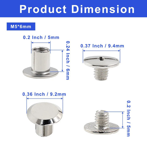 Product dimensions for Top Tier Heavy Duty Phillips Head Chicago Screws M4 X 6mm Nickel Plated Tubular Fasteners.