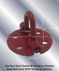 Rock Solid Low Profile Steel Anchor Plate With Fold Up Hook Rings For Concrete Decks Patios Garages And Trailers detailed view showing dimensions.