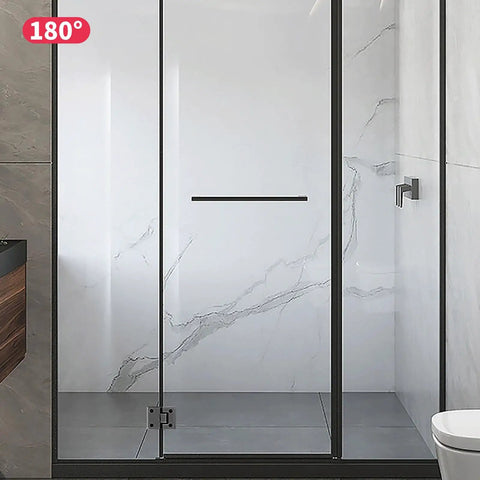 Badass Heavy Duty Two Pack Shower Door Hinges With Tight Seal Gaskets Slick Stainless Steel Glass Panel Brackets For Bathrooms And Cupboards Rust Resistant Build Zero Drama Installation 135 Degree Swivel Smooth Glide in a modern shower setup.