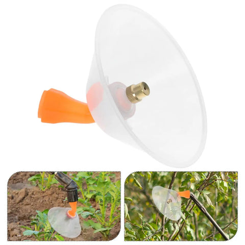 Drift Guard Spray Nozzles With Transparent Windproof Shield For Electric Sprayers And Garden Hose, 2 Pack, in use on plants