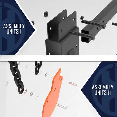 AR500 Steel Target Kit with Assembly Units showing hardware and frame for shooting stand system