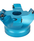 Blue aluminum alloy CNC lathe face mill head with 4 flutes and offset design