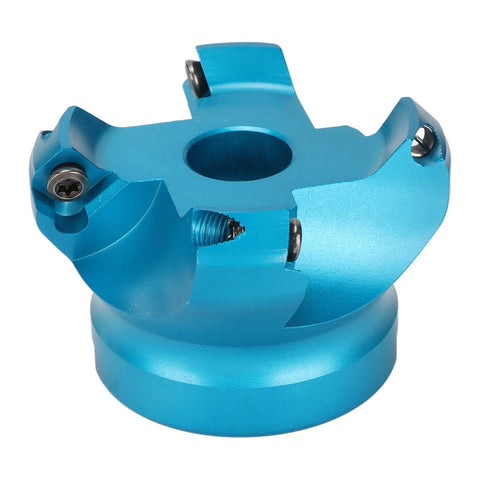 Blue aluminum alloy CNC lathe face mill head with 4 flutes and offset design
