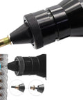 Close-up of the Beachtiful Cordless Rivet Nut Tool Electric Automatic Brushless Blind Rivet, showing the nozzle and rivet attachment.