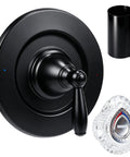 Upgrade Your Bathroom With This Sleek Shower Trim Kit Compatible With Moen T470 Chateau Tub And Shower Valve Featuring Easy Install Distinct Red Blue Indicators For Ultimate Water Control Style. matte black round handle, clear knob cover