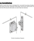 Installation diagram for Heavy Duty Cabinet Door Latch Catch For Kitchen And Bathroom Secure Cabinets And Drawers With No Fuss