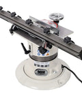 Built Like A Tank Cast Iron 6 Inch Bench Grinder With Half Horsepower Motor, showing adjustable tool rest for precision.