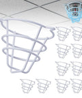 Built Tough Heavy Duty Steel Fire Sprinkler Head Protectors For Your Ceiling Flush Mount Setup With Rubber Wrapped Impact Guard Covers For One Half And Three Quarter Inch Systems, set of ten white rubber wrapped steel guards.