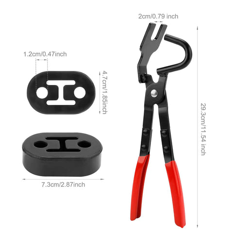 Get The Job Done Right With Heavy Duty Exhaust Hanger Pliers Plus Four Premium Rubber Hooks For Cars And Trucks No More Messy Muffler Fixes Or Broken Parts This Ultimate Auto Kit Makes Repairs Super Easy And Totally Satisfying., 29.3cm steel pliers and rubber exhaust hanger mounts