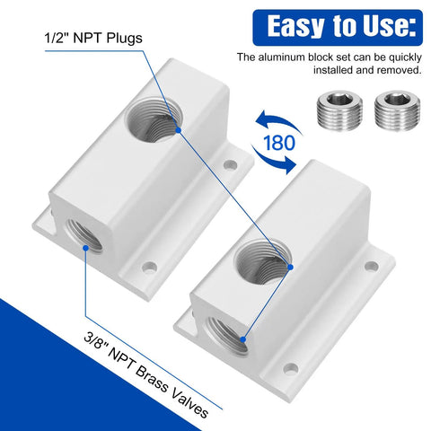 Three Quarter Inch Compressed Air Outlet Kit With Air Manifold And One Half Inch NPT Straight Fitting For Shop Air Line Systems
