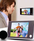 Man using 3 Point 5 Inch Digital Doorbell LCD Peephole Camera 120 Degree Wide View Color IR Door Viewer Plug And Play Battery Powered